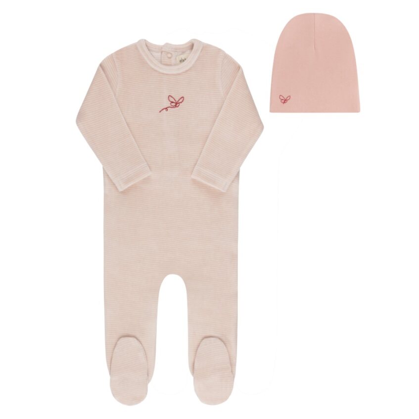 Ely's & Co. Velour Stripe Footie Set