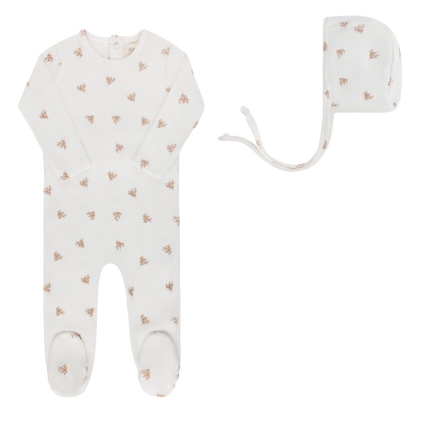Ely's & Co. Velour Leaf Footie Set