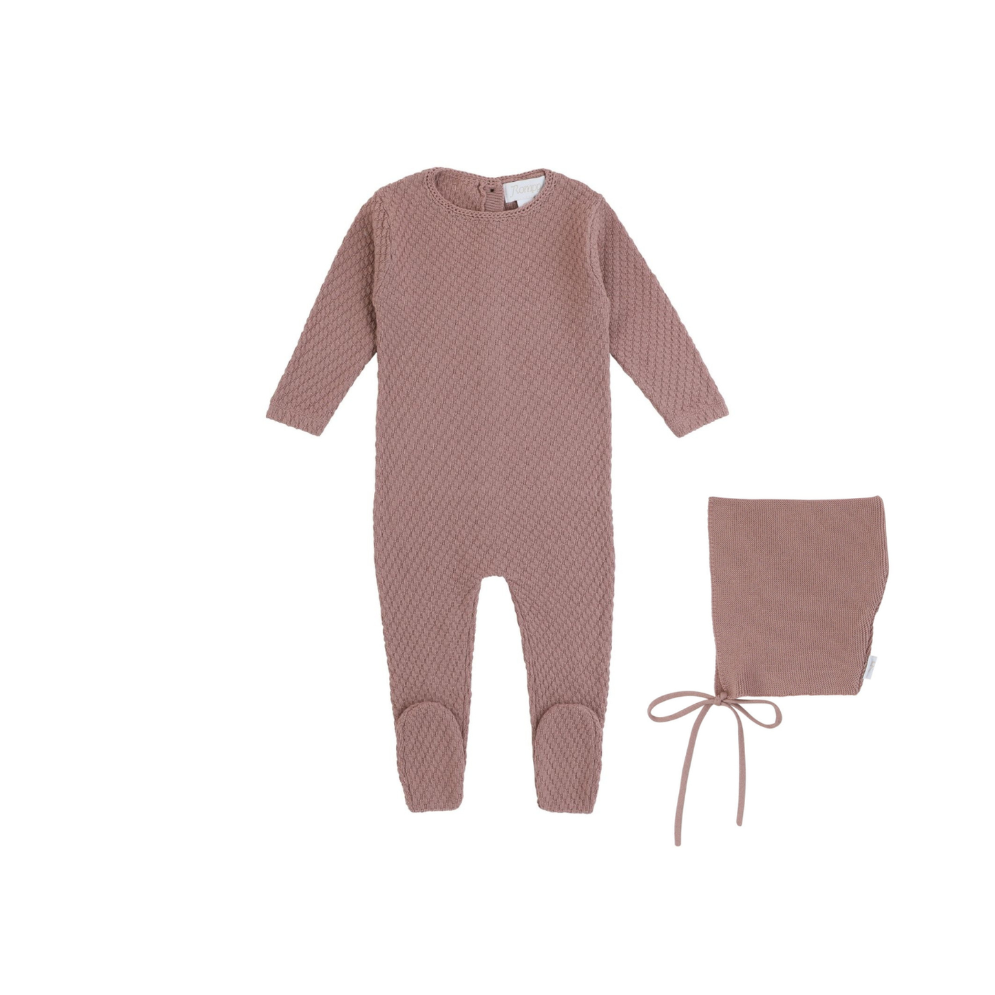 Rompp Cable Knit Footie and Bonnet