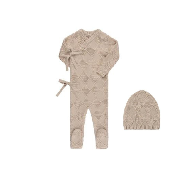 Pippin Winter Argyle Knit Footie and Hat