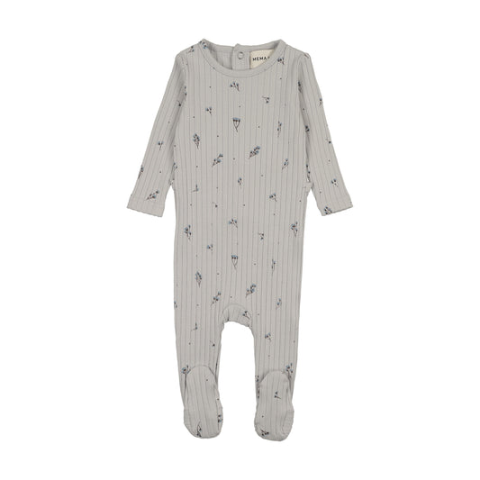 Mema Knits Rib Floral Print Footie