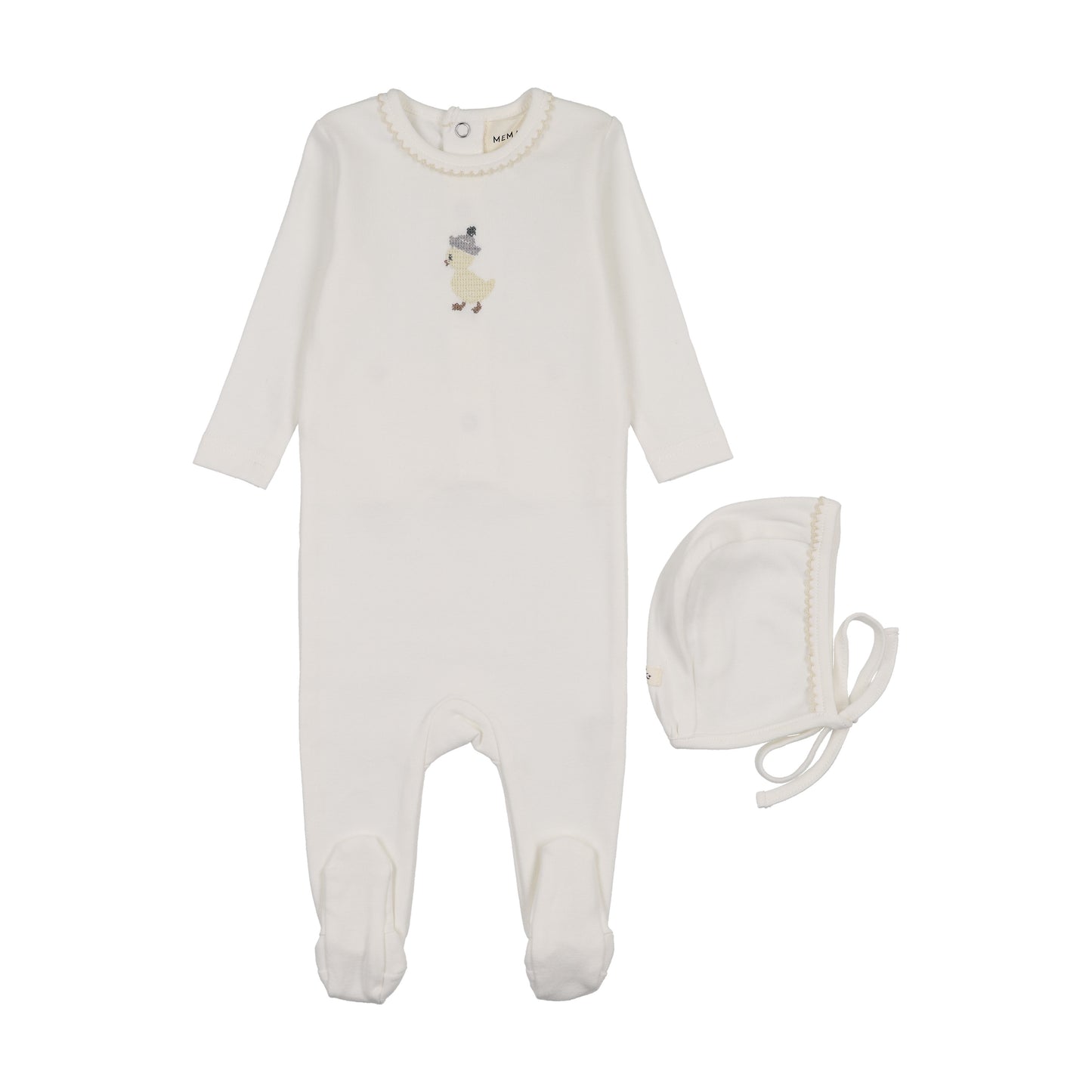 Mema Knits Embroidered Footie Set
