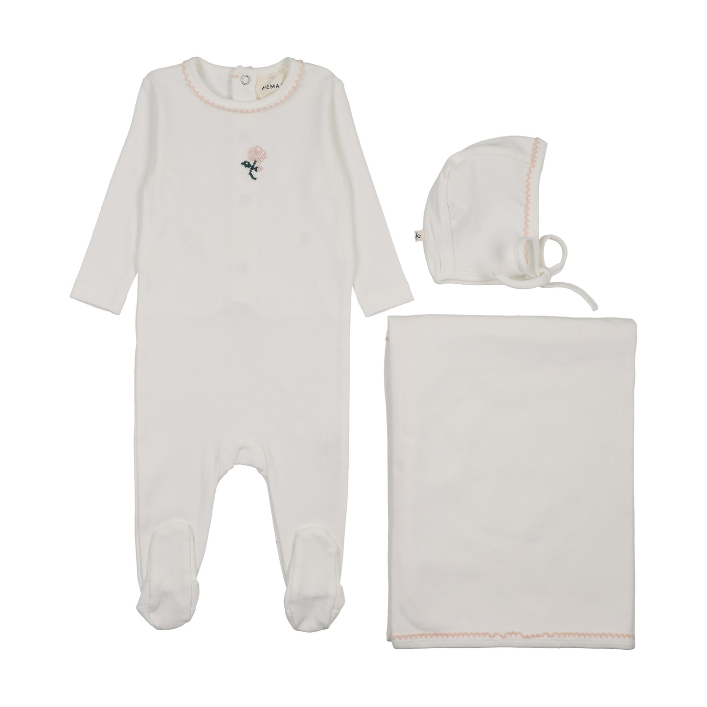 Mema Knits Embroidered Layette Set