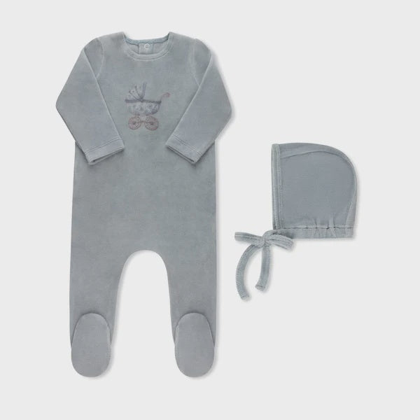 Tricot Bebe Watercolor Carriage Velour Footie