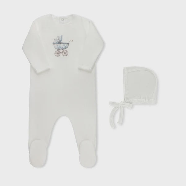 Tricot Bebe Watercolor Carriage Velour Footie Set