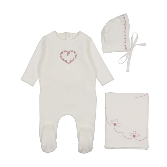 Bee and Dee Lovely Loops Velour Layette Set