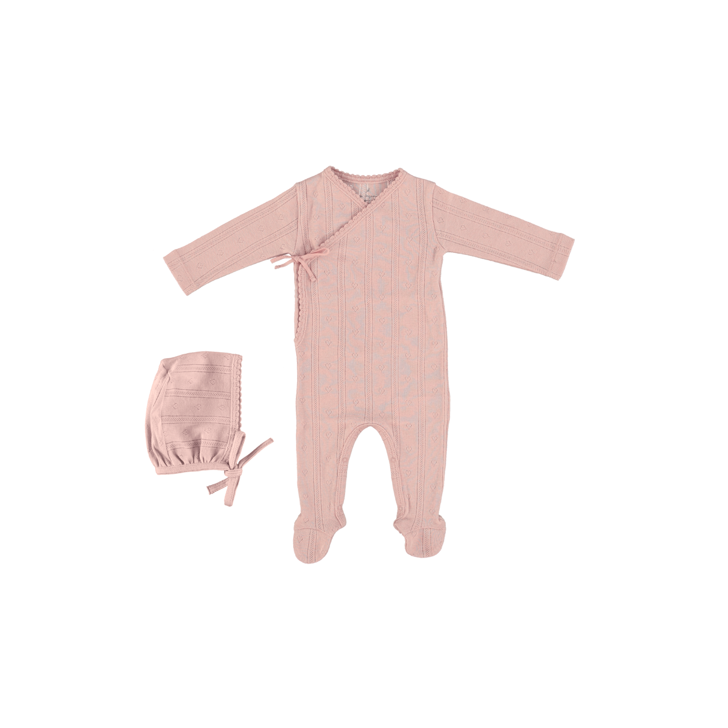 Bebe Organic Pointelle Heart Wrap Footie Set Ss26