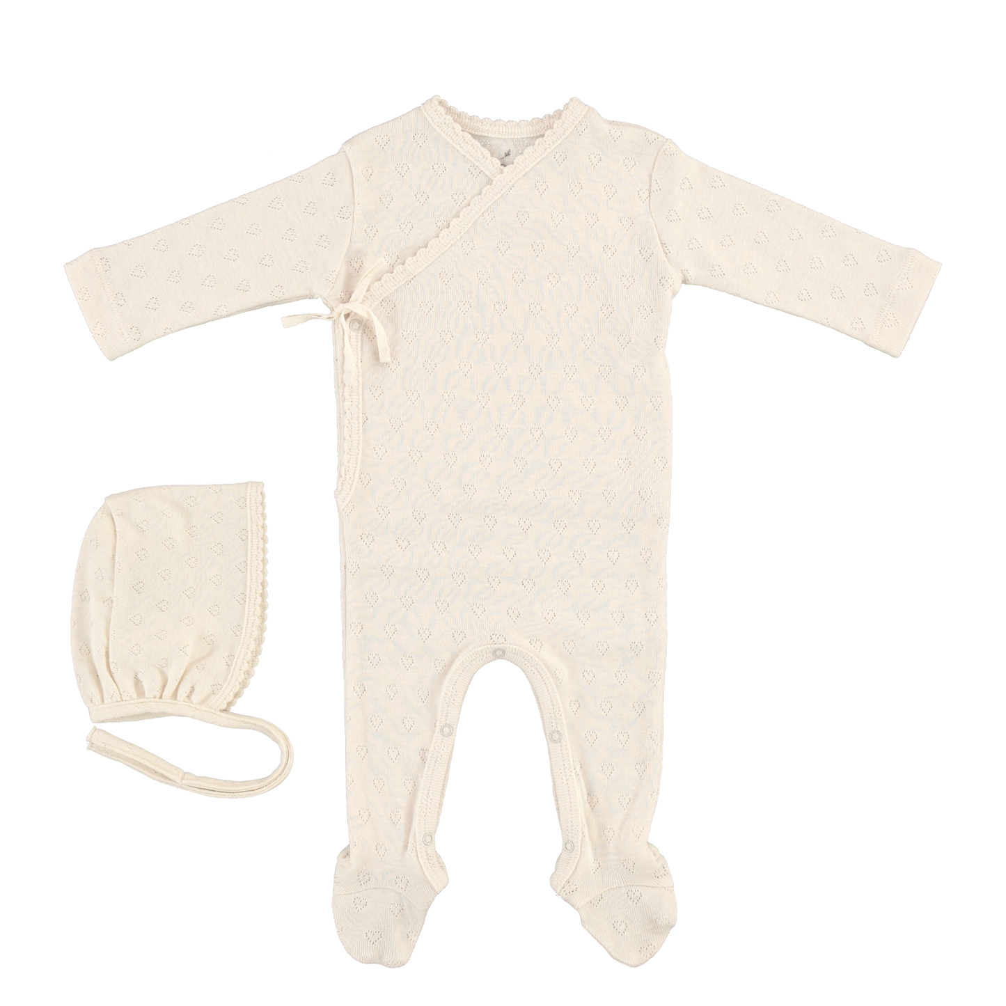 Bebe Organic Pointelle Heart Wrap Footie Set