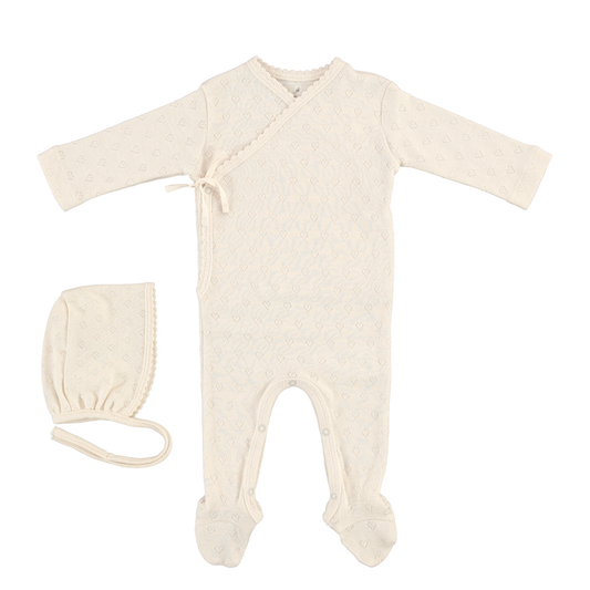 Bebe Organic Pointelle Heart Wrap Footie Set