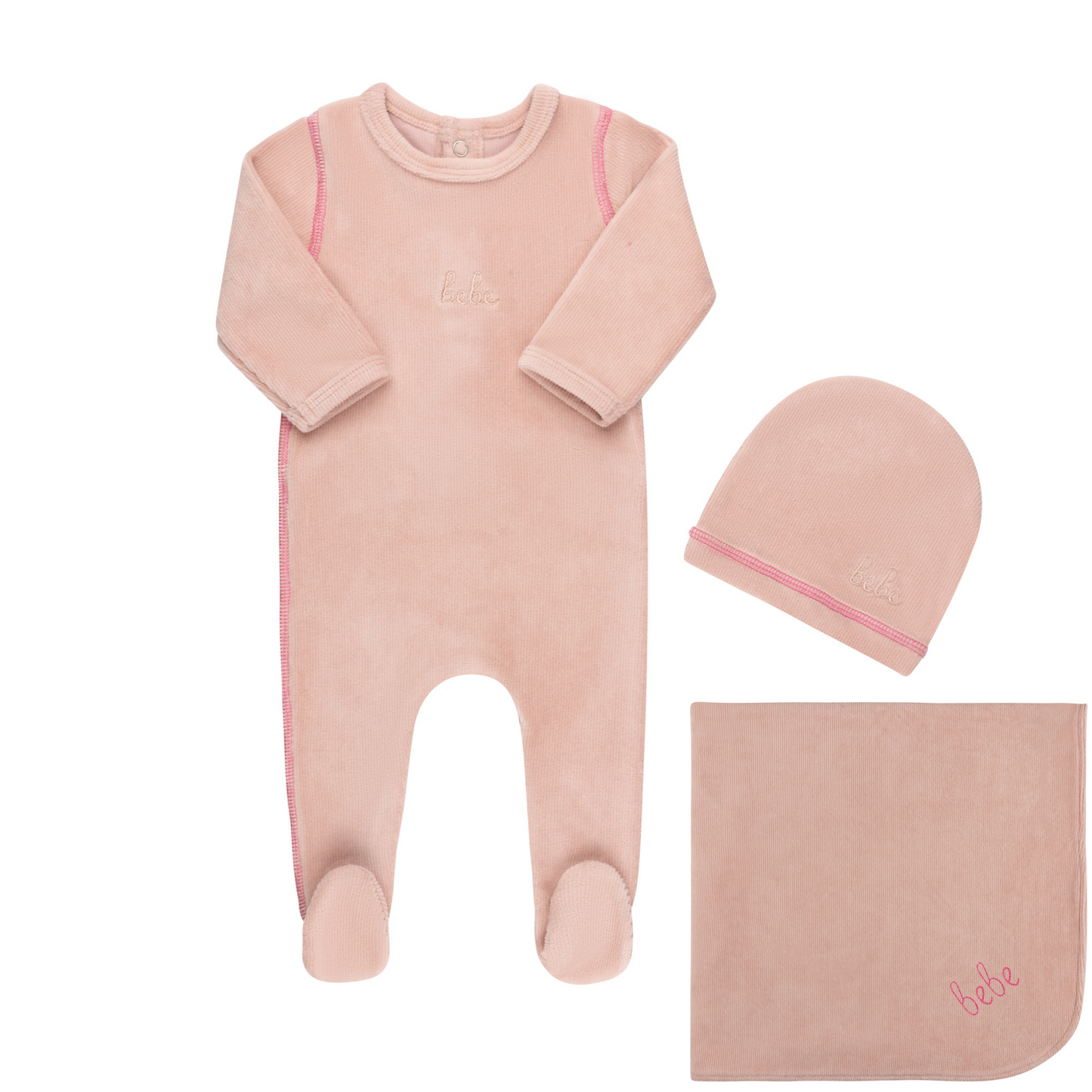 Tricot Bebe Ribbed Velour Bebe Layette Set