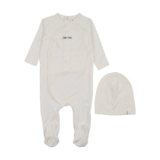 Mema Knits Mock Wrap Polka Dot Footie Set