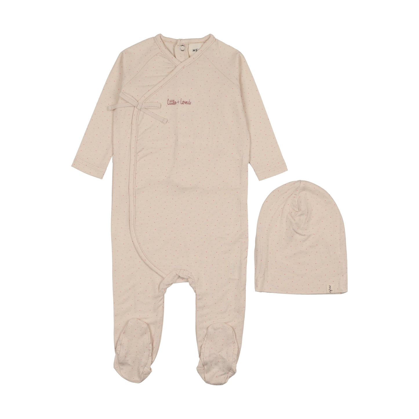Mema Knits Mock Wrap Polka Dot Footie Set