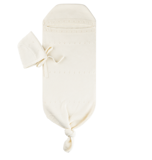 Peluche Pointelle Knit Cocoon & Bonnet