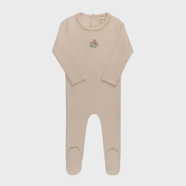 Ely's & Co. Ribbed Floral Embroidered Footie