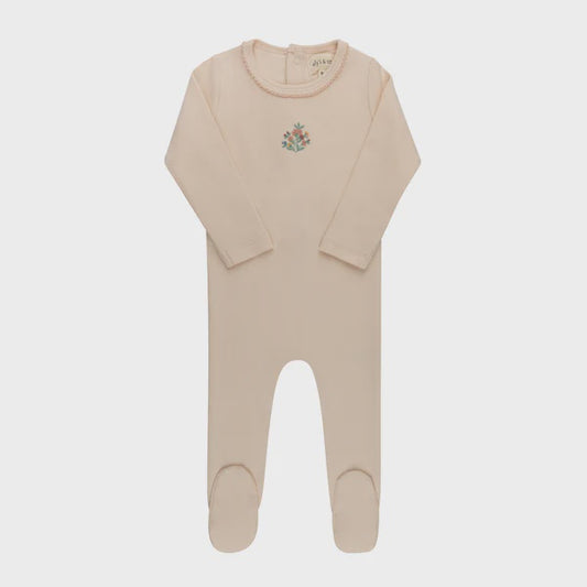 Ely's & Co. Ribbed Floral Embroidered Footie