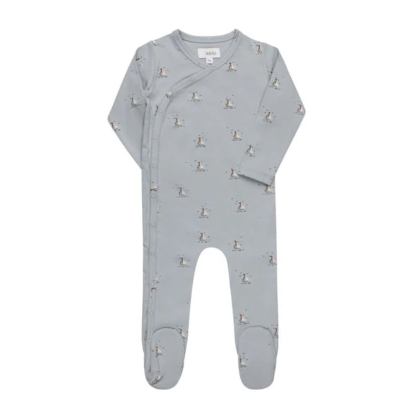 Aurora Jersey Cotton Floral/Nautical Print Footie