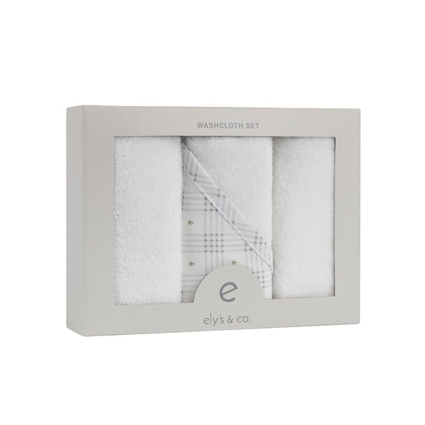 Ely's & Co. 3 Pack Wash Cloths - Floral Plaid Collection