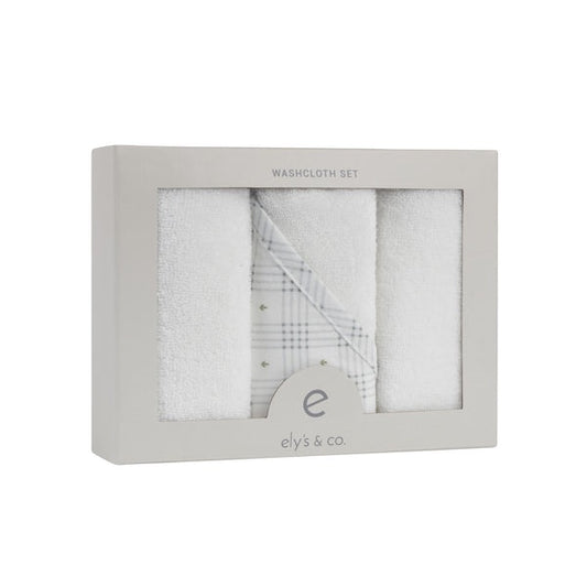 Ely's & Co. 3 Pack Wash Cloths - Floral Plaid Collection