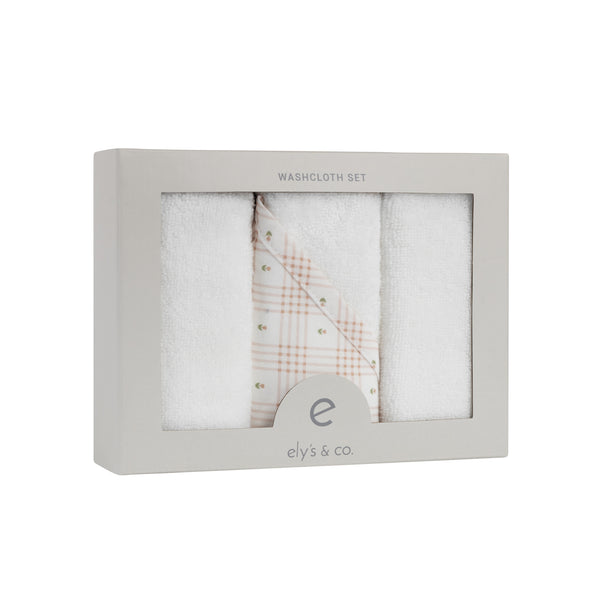 Ely's & Co. 3 Pack Wash Cloths - Floral Plaid Collection