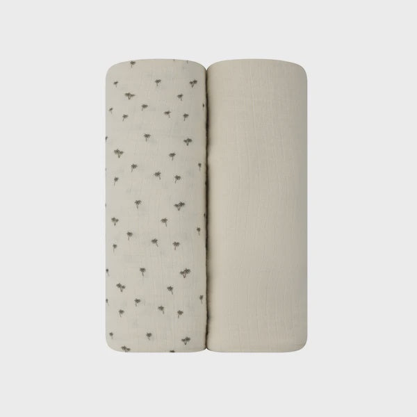 Ely's & Co. Ribbed Printed Palm Muslin Swaddle 2 PK