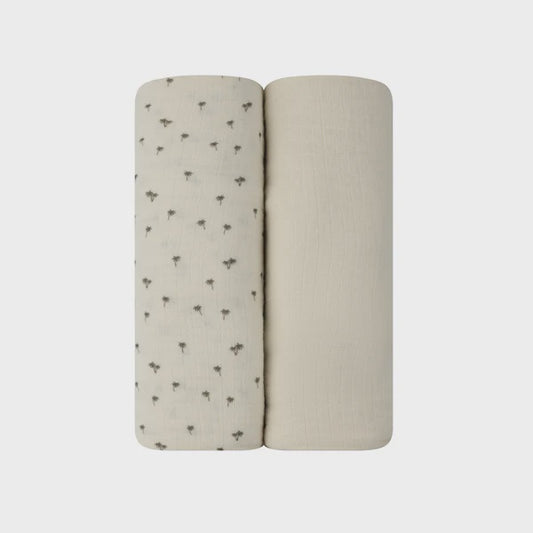 Ely's & Co. Ribbed Printed Palm Muslin Swaddle 2 PK