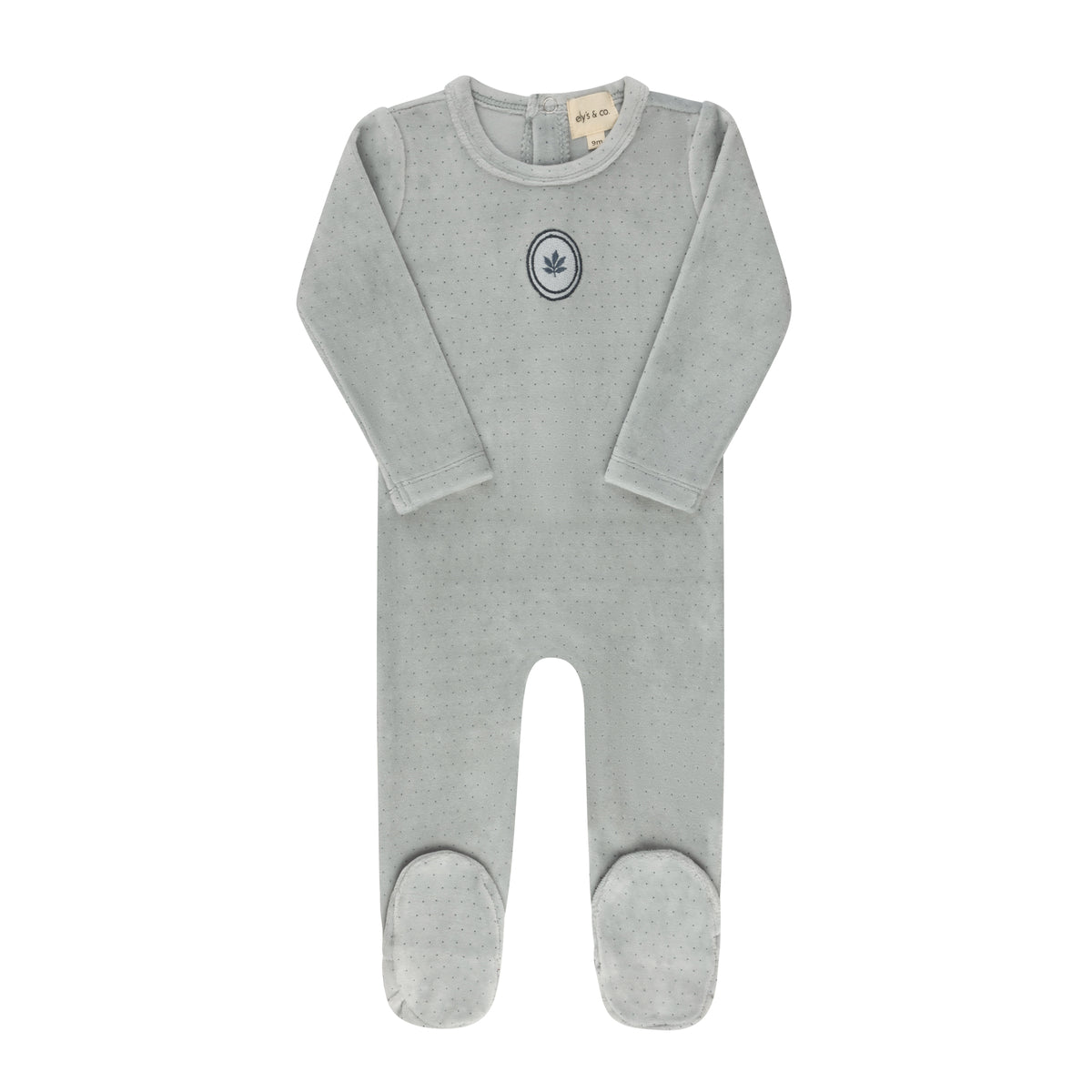 Ely's & Co.  Velour Embroidered Floral Dot Footie