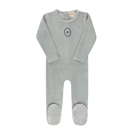 Ely's & Co.  Velour Embroidered Floral Dot Footie