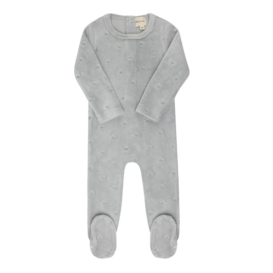 Ely's & Co. Velour Embroidered Floral Footie