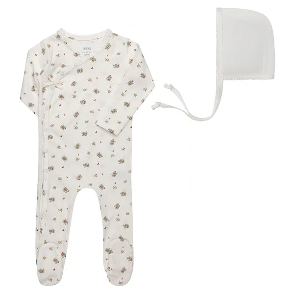 Aurora Jersey Cotton Floral/Nautical Print Footie Set