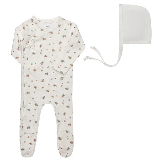 Aurora Jersey Cotton Floral/Nautical Print Footie Set