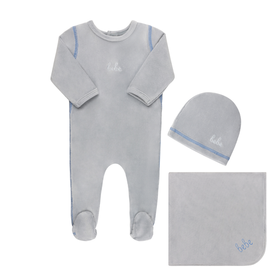 Tricot Bebe Ribbed Velour Bebe Layette Set