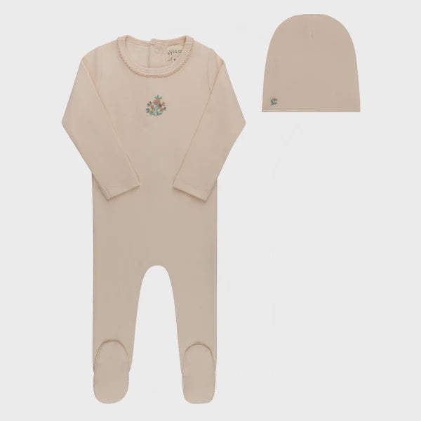 Ely's & Co. Ribbed Floral Embroidered Footie Set