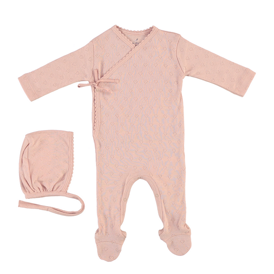 Bebe Organic Pointelle Heart Wrap Footie Set