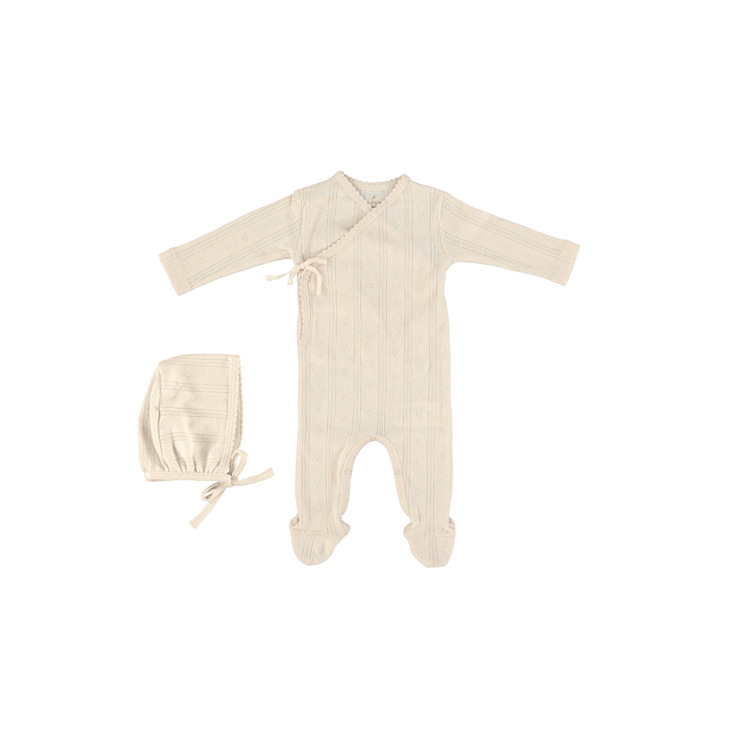 Bebe Organic Pointelle Heart Wrap Footie Set Ss26