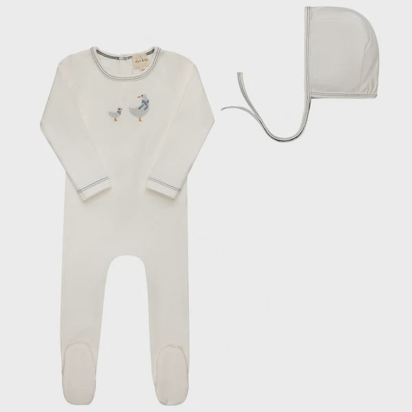 Ely's & Co. Cross Stitch Duckling Footie Set