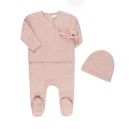 Tricot Bebe Heather Striped Footie and Hat