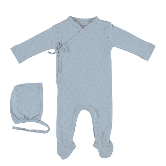 Bebe Organic Pointelle Heart Wrap Footie Set