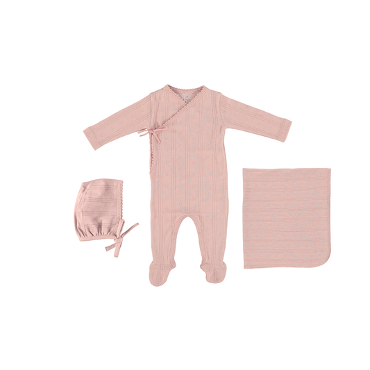 Bebe Organic Pointelle Heart Wrap Layette Set Ss26