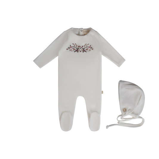 Citrine  Embroidered Garden Footie Set