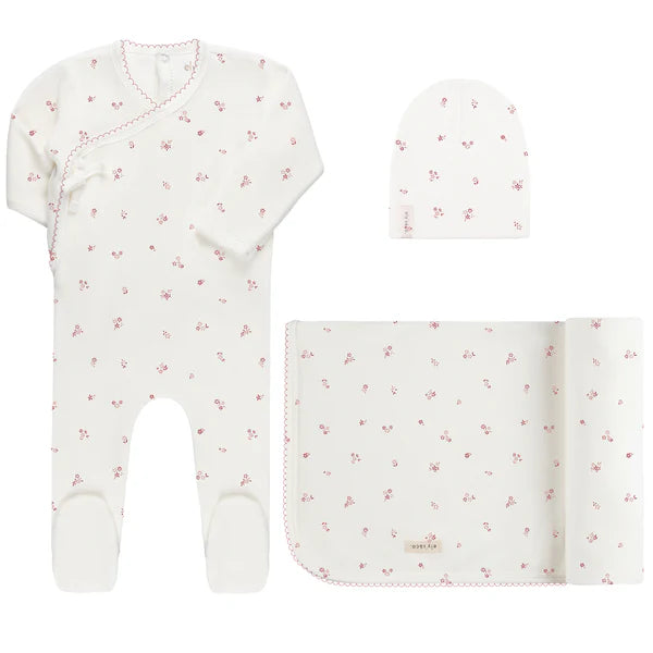 Ely's & Co.  Velour Cluster Flower/Leaf Layette Set