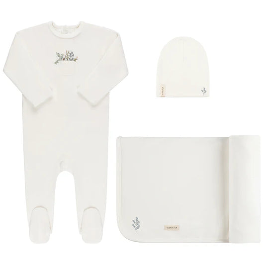 Ely's & Co. Velour Pocket Full of Flowers Layette Set