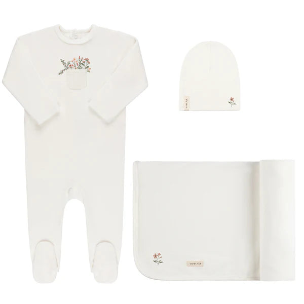 Ely's & Co. Velour Pocket Full of Flowers Layette Set