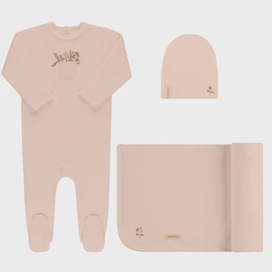 Ely's & Co. Velour Pocket Full of Flowers Layette Set