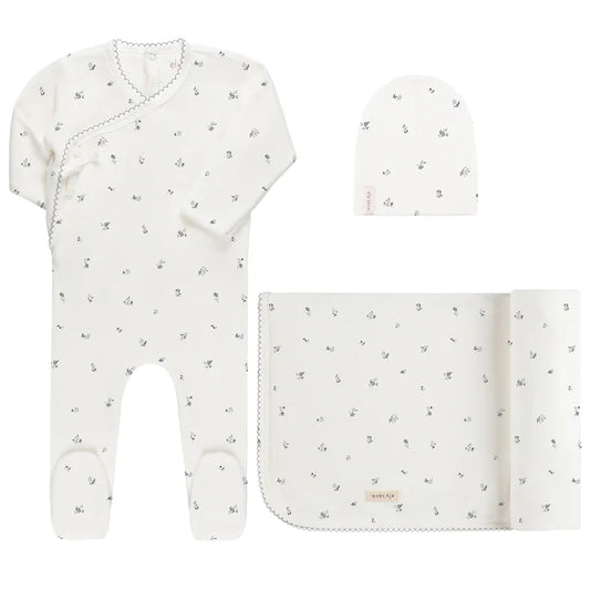 Ely's & Co.  Velour Cluster Flower/Leaf Layette Set