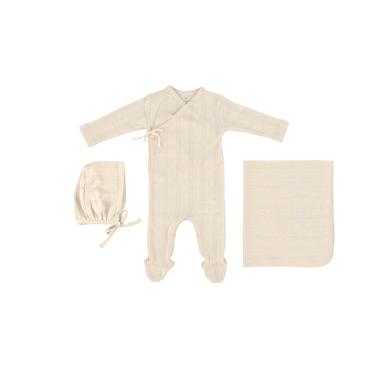 Bebe Organic Pointelle Heart Wrap Layette Set Ss26