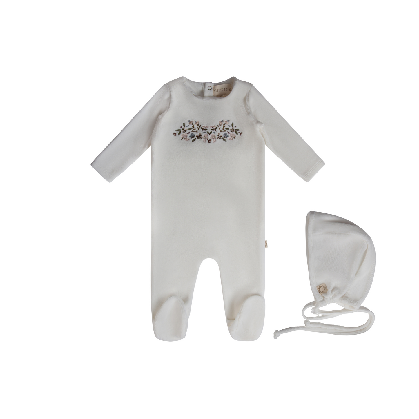 Citrine  Embroidered Garden Footie Set