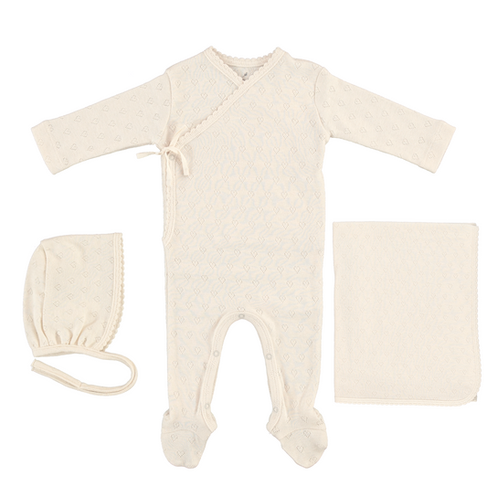Bebe Organic Pointelle Heart Wrap Layette Set