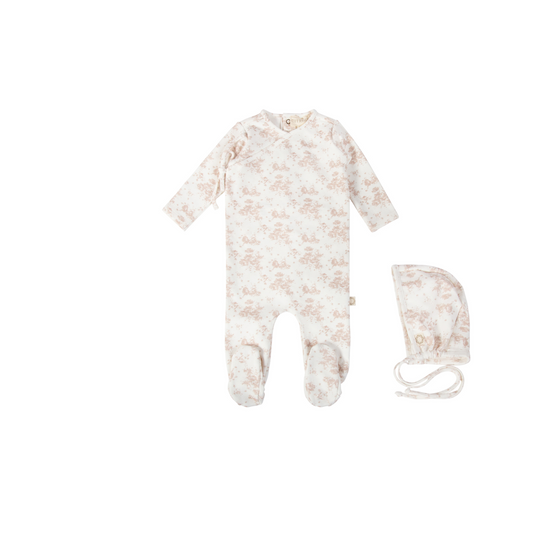 Citrine Tonal Floral Footie Set