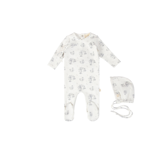 Citrine Tonal Floral Footie Set