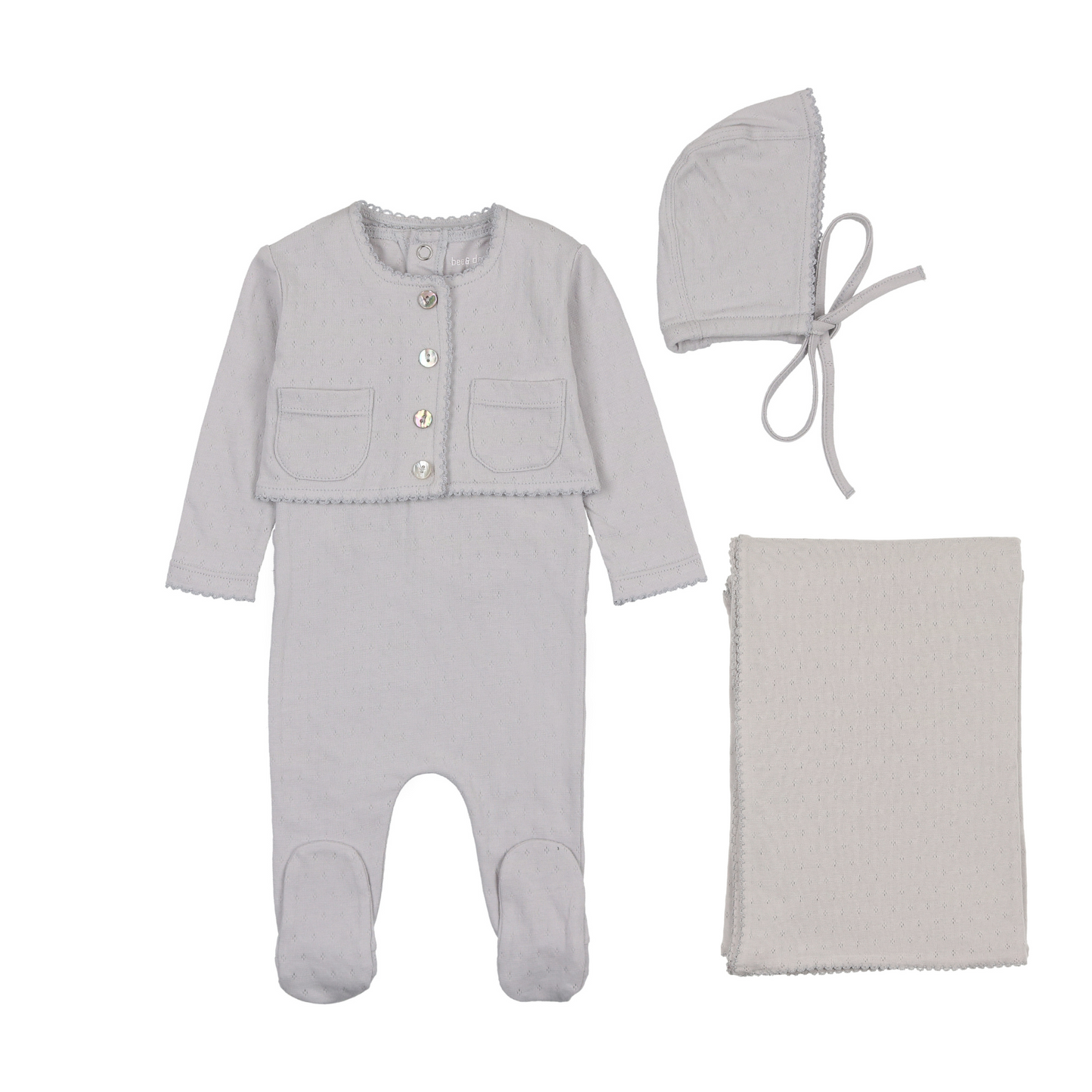 Bee and Dee Perfect Pointelle Outfit With Blanket